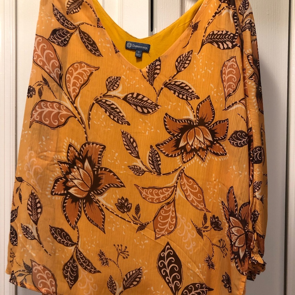 Democracy Mustard Floral Top